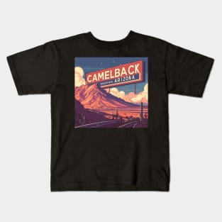 Retro Camelback mountain phoenix az Kids T-Shirt